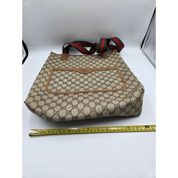 Vintage Gucci GG Monogram Tote Bag Handbag Purse with Pocket Classic - Picture 7 of 15
